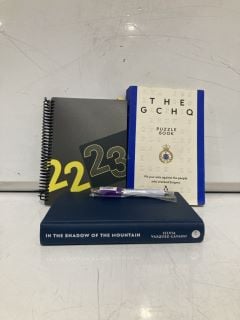 QTY OF ASSORTED ITEMS TO INCLUDE GREY & YELLOW 22-23 PLANNER DIARY, CRAYOLA COLOURS OF THE WORLD COLOUR PENCILS