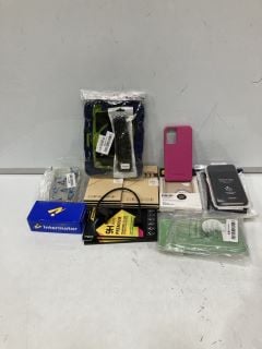 QTY OF ASSORTED PHONE ACCESSORIES TO INCLUDE SCREEN PRO PREMIUM TEMPERED GLASS