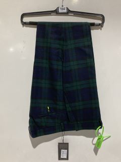 TWISTED TAILOR GINGER TARTAN TROUSERS GREEN SIZE 36 REG