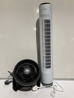 LIVIVO 32" TOWER FAN WHITE TO INCLUDE HONEYWELL TURBO FORCE POWER FAN BLACK