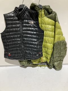 THE NORTH FACE BLACK GILET TO INCLUDE MONTBELL JACKET GREEN SIZE XL