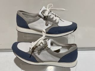 SNEAKER BY RIEKER WHITE/BLUE/GREY TRAINERS SIZE 6 WOMEN