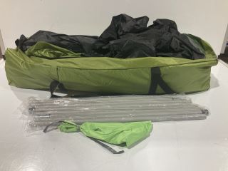 GREEN/BLACK TENT WITH SUPPORT POLES