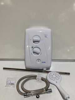 BOX OF ASSORTED BATHROOM STUFF TO INCLUDE TRITON 9.5KW ELECTRIC SHOWER & SIAMP OPTIMA 49 DUAL FLUSH