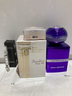 BOX OF ASSORTED ITEMS TO INCLUDE PACO RABANNE ULTRAVIOLET PERFUME 80ML