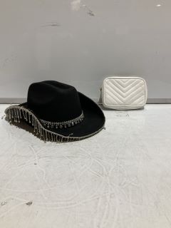 QTY OF HATS TO INCLUDE COWBOY HAT BLACK