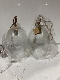 2 X NKUKU OTORO GLASS PENDANT - CLEAR GLASS - OVAL SMALL- RRP £300