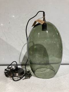 NKUKU OTORO GLASS PENDANT - GREEN SMOKED - OVAL LARGE - RRP £250