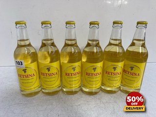 6 X BOTTLES OF RETSINA GREEK DRY WHITE WINE 50CL 11.5% VOL (WE OPERATE A CHALLENGE 25 POLICY. 18+ ID MAY BE REQUIRED UPON COLLECTION/DELIVERY, E.G. A VALID PASSPORT OR PHOTO DRIVING LICENCE): LOCATIO