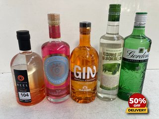 6 X BOTTLES OF ASSORTED SPIRITS TO INCLUDE SHETLAND REEL WILD FIRE SPICED GIN 700ML 40% VOL (WE OPERATE A CHALLENGE 25 POLICY. 18+ ID MAY BE REQUIRED UPON COLLECTION/DELIVERY, E.G. A VALID PASSPORT O