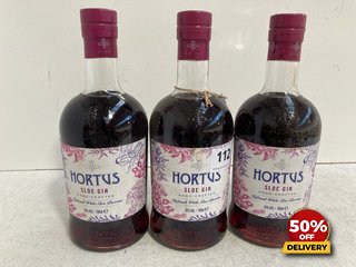 3 X BOTTLES OF HORTUS HAND CRAFTED SLOE GIN 700ML 29% VOL (WE OPERATE A CHALLENGE 25 POLICY. 18+ ID MAY BE REQUIRED UPON COLLECTION/DELIVERY, E.G. A VALID PASSPORT OR PHOTO DRIVING LICENCE): LOCATION