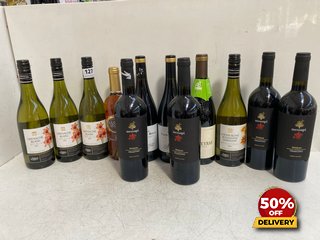 12 X BOTTLES OF ASSORTED WINES TO INCLUDE 4X GRENACHE BLANC 75CL 13.5% VOL (WE OPERATE A CHALLENGE 25 POLICY. 18+ ID MAY BE REQUIRED UPON COLLECTION/DELIVERY, E.G. A VALID PASSPORT OR PHOTO DRIVING L