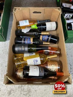 12 X BOTTLES OF ASSORTED WINES TO INCLUDE ALMA MORA SELECT RESERVE CHARDONNAY DRY WHITE WINE 2022 75CL 13% VOL (WE OPERATE A CHALLENGE 25 POLICY. 18+ ID MAY BE REQUIRED UPON COLLECTION/DELIVERY, E.G.