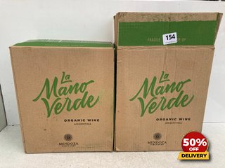 (PLEASE NOTE IF YOU OPT TO HAVE THIS LOT DELIVERED, THE BOX WILL NOT BE INCLUDED) 12 X BOTTLES OF LA MANO VERDE MALBEC ORGANIC WINE 75CL 13.5% VOL (WE OPERATE A CHALLENGE 25 POLICY. 18+ ID MAY BE REQ