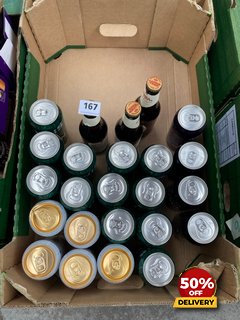 24 X ASSORTED LAGERS TO INCLUDE STELLA ARTOIS PREMIUM LAGER 4.6% VOL 440ML ( B.B DATE 07.2025 ), WE OPERATE A CHALLENGE 25 POLICY. 18+ ID MAY BE REQUIRED UPON COLL