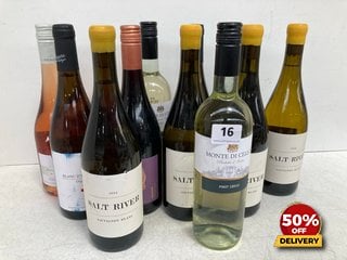 12 X BOTTLES OF ASSORTED WINE TO INCLUDE MONTE DI CELLO PINOT GRIGIO 0.75L 11% VOL (WE OPERATE A CHALLENGE 25 POLICY. 18+ ID MAY BE REQUIRED UPON COLLECTION/DELIVERY, E.G. A VALID PASSPORT OR PHOTO D