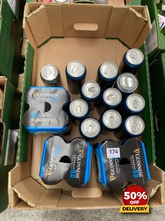 24 X ASSORTED 0.0 % VOL DRAUGHT STOUTS TO INCLUDE GUINNESS 0.0% VOL STOUT 440ML ( B.B DATE 10.5.25 ), WE OPERATE A CHALLENGE 25 POLICY. 18+ ID MAY BE REQUIRED UPON