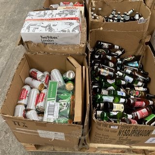 (COLLECTION ONLY) PALLET OF ASSORTED DRINKS TO INCLUDE STELLA ARTOIS BELGIUM BEER 4.6% VOL 440ML ( B.B DATE 06.2025 ), WE OPERATE A CHALLENGE 25 POLICY. 18+ ID MAY BE REQUIRED UPON