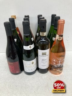 12 X BOTTLES OF ASSORTED WINE TO INCLUDE SANCERRE LA MERCY-DIEU 2022 750ML 13.5% VOL (WE OPERATE A CHALLENGE 25 POLICY. 18+ ID MAY BE REQUIRED UPON COLLECTION/DELIVERY, E.G. A VALID PASSPORT OR PHOTO