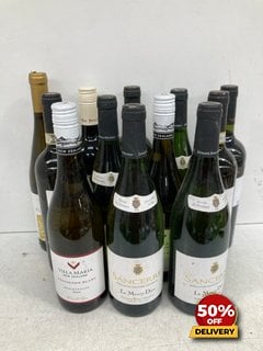 12 X BOTTLES OF ASSORTED WINE TO INCLUDE SANCERRE LA MERCY-DIEU 750ML 13.5% VOL (WE OPERATE A CHALLENGE 25 POLICY. 18+ ID MAY BE REQUIRED UPON COLLECTION/DELIVERY, E.G. A VALID PASSPORT OR PHOTO DRIV