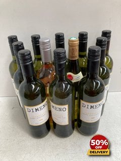 12 X BOTTLES OF ASSORTED WINE TO INCLUDE DIMENO CATARRATTO TERRE SICILIANE IGP 750ML 12% VOL (WE OPERATE A CHALLENGE 25 POLICY. 18+ ID MAY BE REQUIRED UPON COLLECTION/DELIVERY, E.G. A VALID PASSPORT