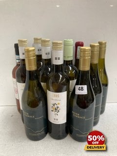 12 X BOTTLES OF ASSORTED WINE TO INCLUDE LAUS CHARDONNAY SOMONTANO 2023 75CL 13.5% VOL (WE OPERATE A CHALLENGE 25 POLICY. 18+ ID MAY BE REQUIRED UPON COLLECTION/DELIVERY, E.G. A VALID PASSPORT OR PHO