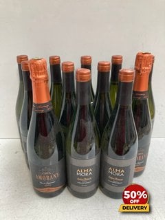 12 X BOTTLES OF ASSORTED WINE TO INCLUDE ALMA MORA SELECT RESERVE CHARDONNAY 2022 75CL 13% VOL (WE OPERATE A CHALLENGE 25 POLICY. 18+ ID MAY BE REQUIRED UPON COLLECTION/DELIVERY, E.G. A VALID PASSPOR