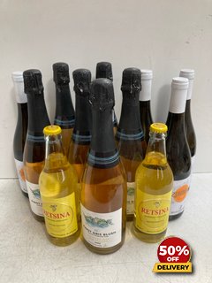 12 X BOTTLES OF ASSORTED WINE TO INCLUDE PINOT GRIS BLUSH AERATED SPARKLING WINE 2022 75CL 13% VOL (WE OPERATE A CHALLENGE 25 POLICY. 18+ ID MAY BE REQUIRED UPON COLLECTION/DELIVERY, E.G. A VALID PAS