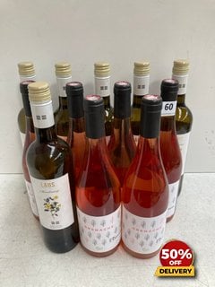 12 X BOTTLES OF ASSORTED WINE TO INCLUDE LAUS CHARDONNAY SOMONTANO 2023 75CL 13.5% VOL (WE OPERATE A CHALLENGE 25 POLICY. 18+ ID MAY BE REQUIRED UPON COLLECTION/DELIVERY, E.G. A VALID PASSPORT OR PHO