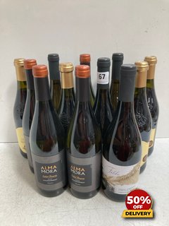 12 X BOTTLES OF ASSORTED WINE TO INCLUDE 4X ALMA MORA SELECT RESERVE CHARDONNAY 2022 75CL 13% VOL (WE OPERATE A CHALLENGE 25 POLICY. 18+ ID MAY BE REQUIRED UPON COLLECTION/DELIVERY, E.G. A VALID PASS