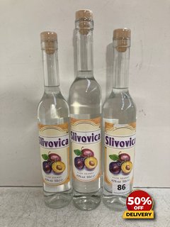 3 X BOTTLES OF SLIVOVICA PLUM BRANDY 50CL 42% VOL (WE OPERATE A CHALLENGE 25 POLICY. 18+ ID MAY BE REQUIRED UPON COLLECTION/DELIVERY, E.G. A VALID PASSPORT OR PHOTO DRIVING LICENCE): LOCATION - BR19