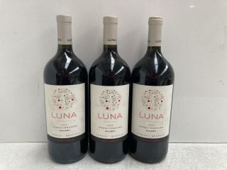 3 X BOTTLES OF LUNA SINGLE VINEYARD RED WINE 2022 1.5L 13.5% VOL (WE OPERATE A CHALLENGE 25 POLICY. 18+ ID MAY BE REQUIRED UPON COLLECTION/DELIVERY, E.G. A VALID PASSPORT OR PHOTO DRIVING LICENCE): L