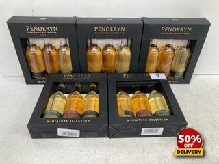 6 X 3 PENDERYN MINIATURE SELECTION SINGLE MALT WELSH WHISKY 46% VOL (WE OPERATE A CHALLENGE 25 POLICY. 18+ ID MAY BE REQUIRED UPON COLLECTION/DELIVERY, E.G. A VALID PASSPORT OR PHOTO DRIVING LICENCE)