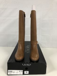 RALPH LAUREN BRITTANEY -BO-TAL POLO TAN BOOTS - SIZE: 6 - RRP.£269 (682147)