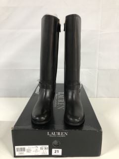 RALPH LAUREN BRITTANEY -BO-TAL BLACK BOOTS - SIZE: 4 - RRP.£269 (682147)