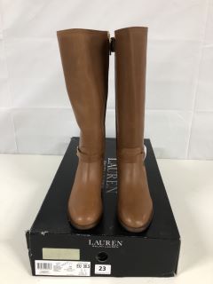 RALPH LAUREN BRITTANEY -BO-TAL POLO TAN BOOTS - SIZE: 4 - RRP.£269 (682147)