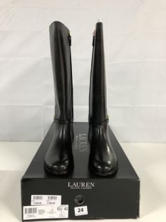 RALPH LAUREN BRIDGETTE -BO-TAL BLACK BOOTS - SIZE: 8 - RRP.£269 (682147)