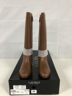 RALPH LAUREN BRIDGETTE -BO-TAL POLO TAN BOOTS - SIZE: 5 - RRP.£269 (682147)