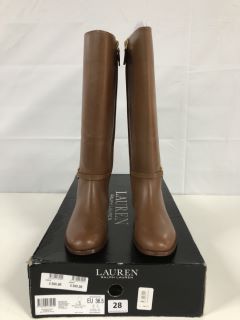 RALPH LAUREN BRIDGETTE -BO-TAL POLO TAN BOOTS - SIZE: 4 - RRP.£269 (682147)