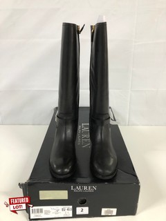 RALPH LAUREN BRITTANEY -BO-TAL BLACK BOOTS - SIZE: 7 - RRP.£269 (682147)