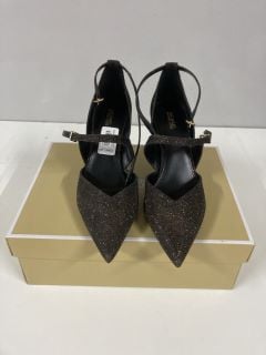 MICHAEL KORS ADELA FLEX PUMP GLITTER CHAIN ESH BLACK & BRONZE SHOES - SIZE : 7 (674831)