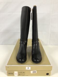 MICHAEL KORS RORY LEATHER KNEE HIGH BLACK BOOTS - SIZE: 8 - RRP.£320 (682147)