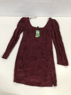 NOBODY'S VALENTINA DRESS - BURGUNDY RED - SIZE: 10 - RRP.£65