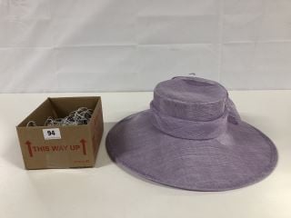 JOHN LEWIS SOFIA WIDE BRIM BOW HAT - WISTERIA - RRP.£125 & BOX OF APPLE PRODUCTS