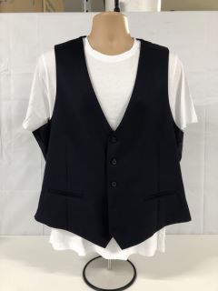 JOHN LEWIS S100 BIRDSEYE'S REGULAR FIT WAISTCOAT - NAVY - SIZE: 46R - RRP.£80 (WAISTCOAT ONLY) (682690)