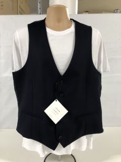 JOHN LEWIS S100 BIRDSEYE'S REGULAR FIT WAISTCOAT - NAVY - SIZE: 44R - RRP.£80 (WAISTCOAT ONLY) (682690)