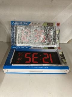 BOX OF ITEMS INC DIGITAL CLOCK WITH ROOM TEMPERATURE