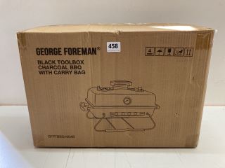 GEORGE FOREMAN BLACK TOOLBOX CHARCOAL BBQ WITH CARRY BAG