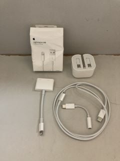 BOX OF APPLE CABLES AND POWER ADAPTERS