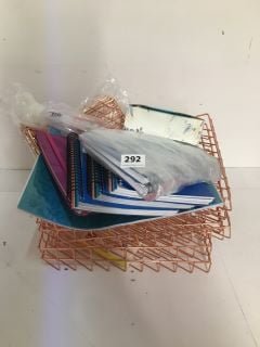 QTY OF STATIONARY ITEMS TO INCLUDE NOTEPADS & PAPER TRAYS (CAGE NUMBER 682417)